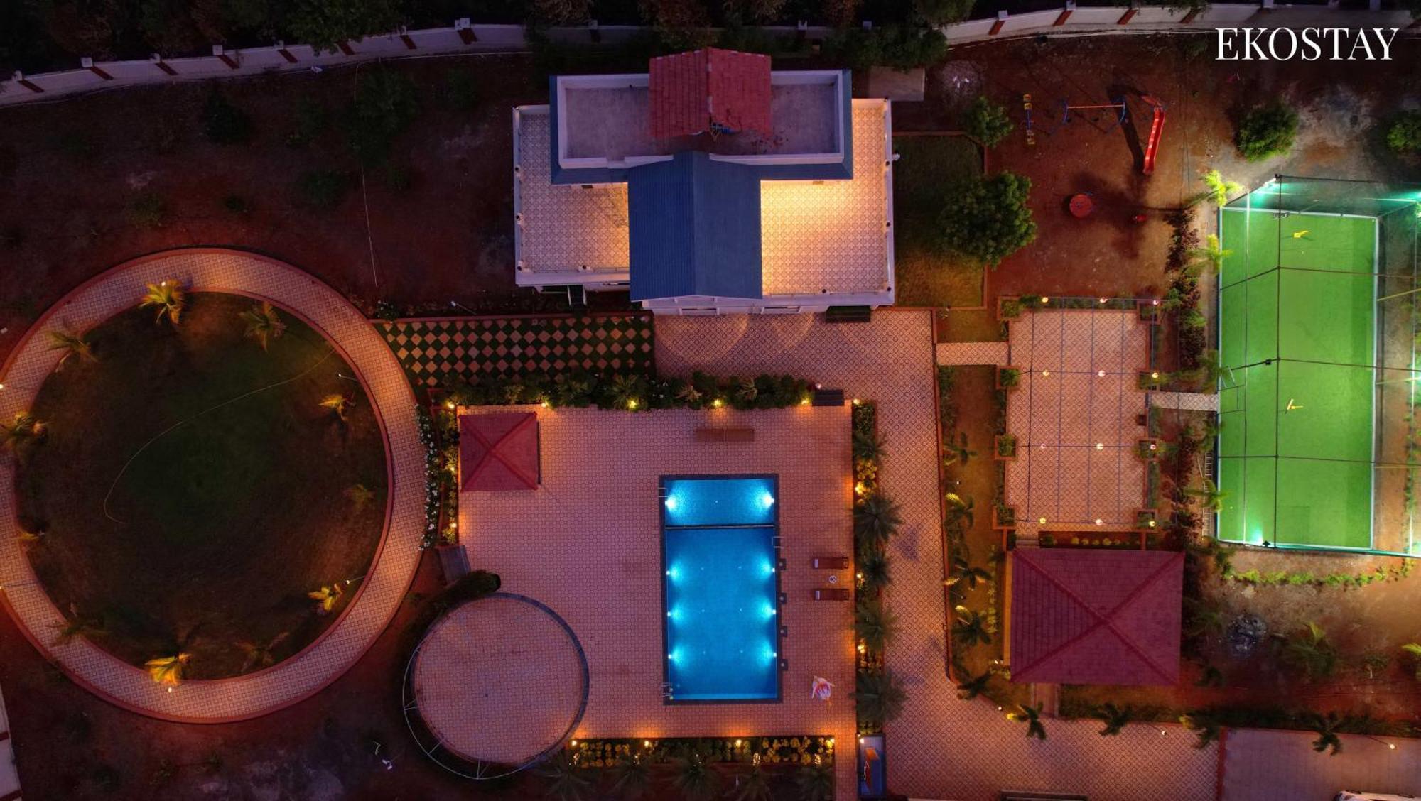 Ekostay Gold Palm Estate I Cricket Turf I Rain Dance I 2 Acre Property Karjat Ngoại thất bức ảnh