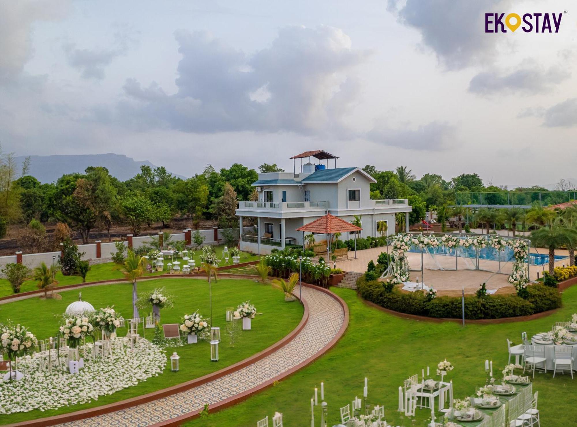 Ekostay Gold Palm Estate I Cricket Turf I Rain Dance I 2 Acre Property Karjat Ngoại thất bức ảnh